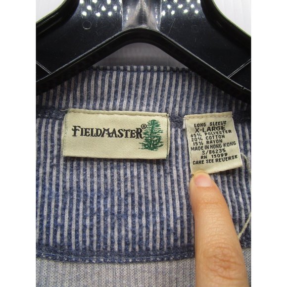VINTAGE Fieldmaster Shirt XL Pullover Henley Striped Heavy Outdoor Work - Picture 9 of 10